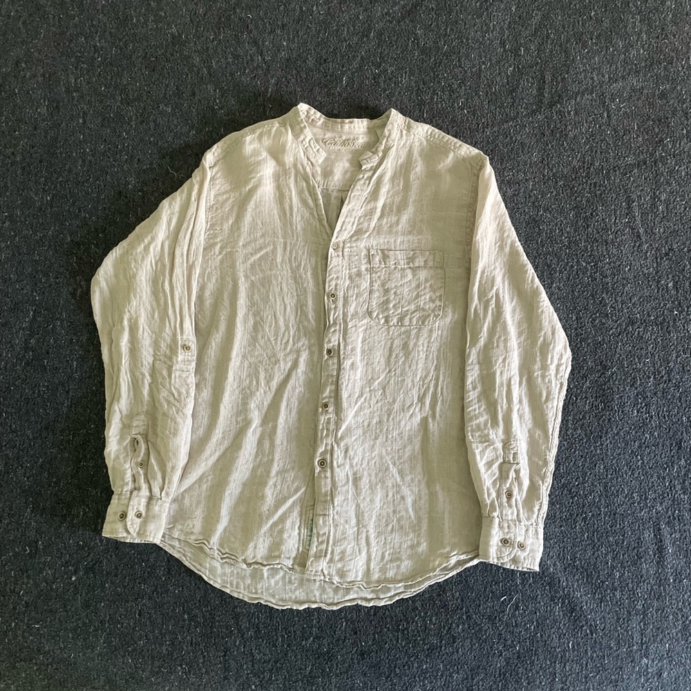 Tan Caribbean Button Up